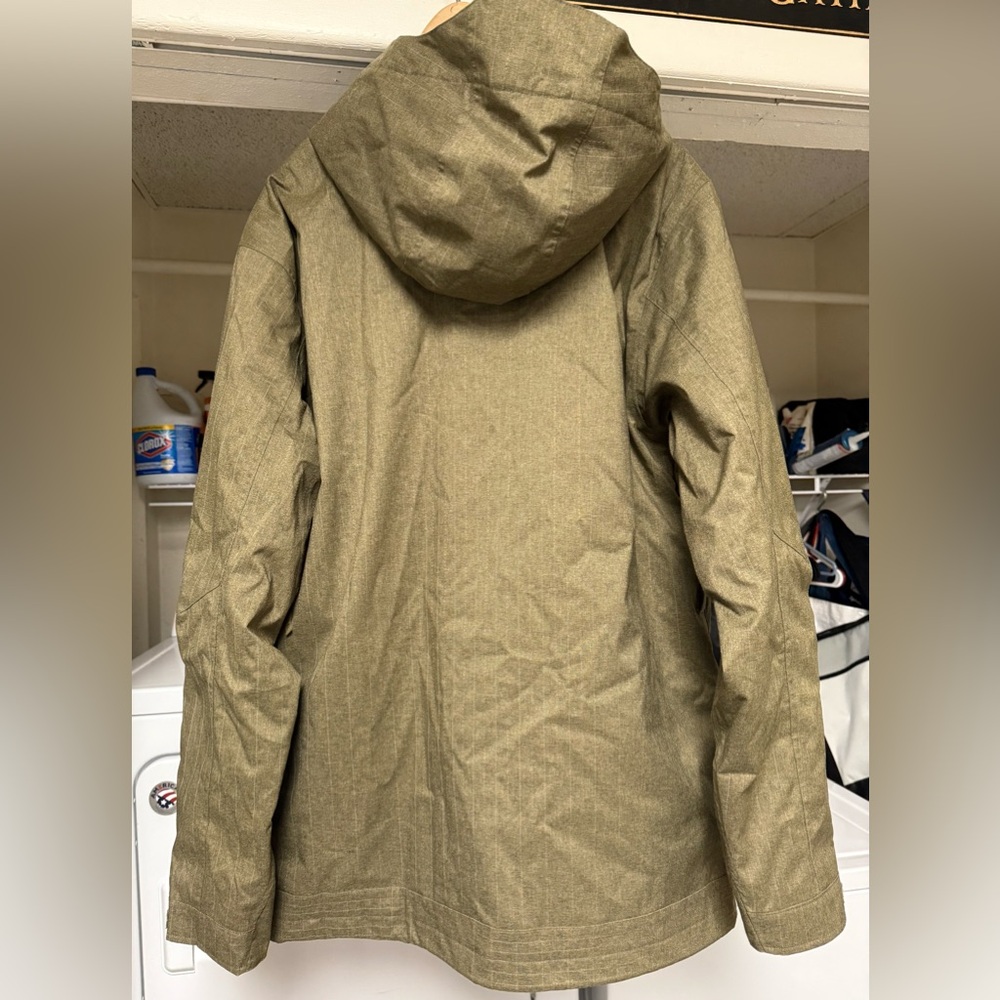 BURTON フード付きジャケット XL Burton Snowboard Jacket Green Pin Stripe Full Zip Hood